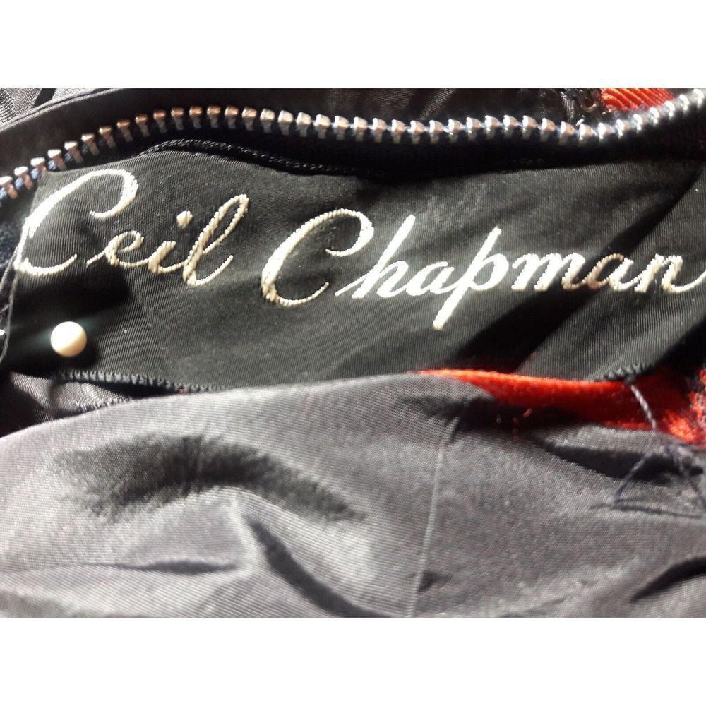 CEIL CHAPMAN‎  Pinup Dress Blue Red Cherries Vintage Rockabilty Size Small - Picture 14 of 14